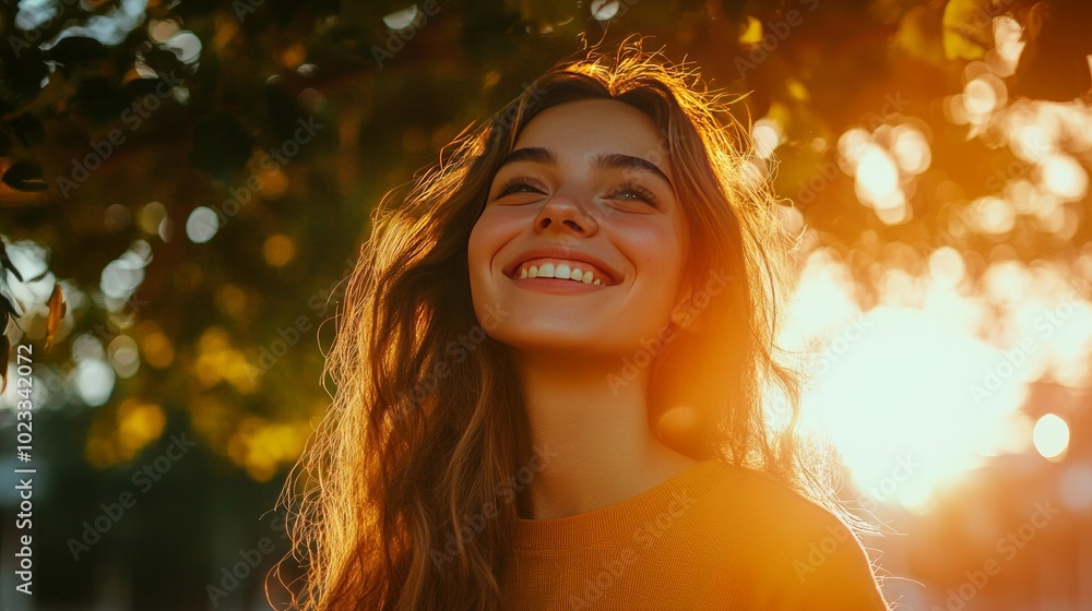 Young ladies enjoying their freedom and leisure while standing beneath a tree and smiling. Young ladies enjoying their freedom and leisure while standing beneath a tree and smiling.