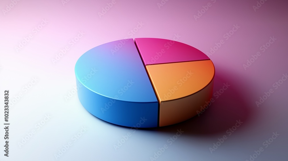 Obraz premium 3D Minimal Pie Chart with Smooth Colors