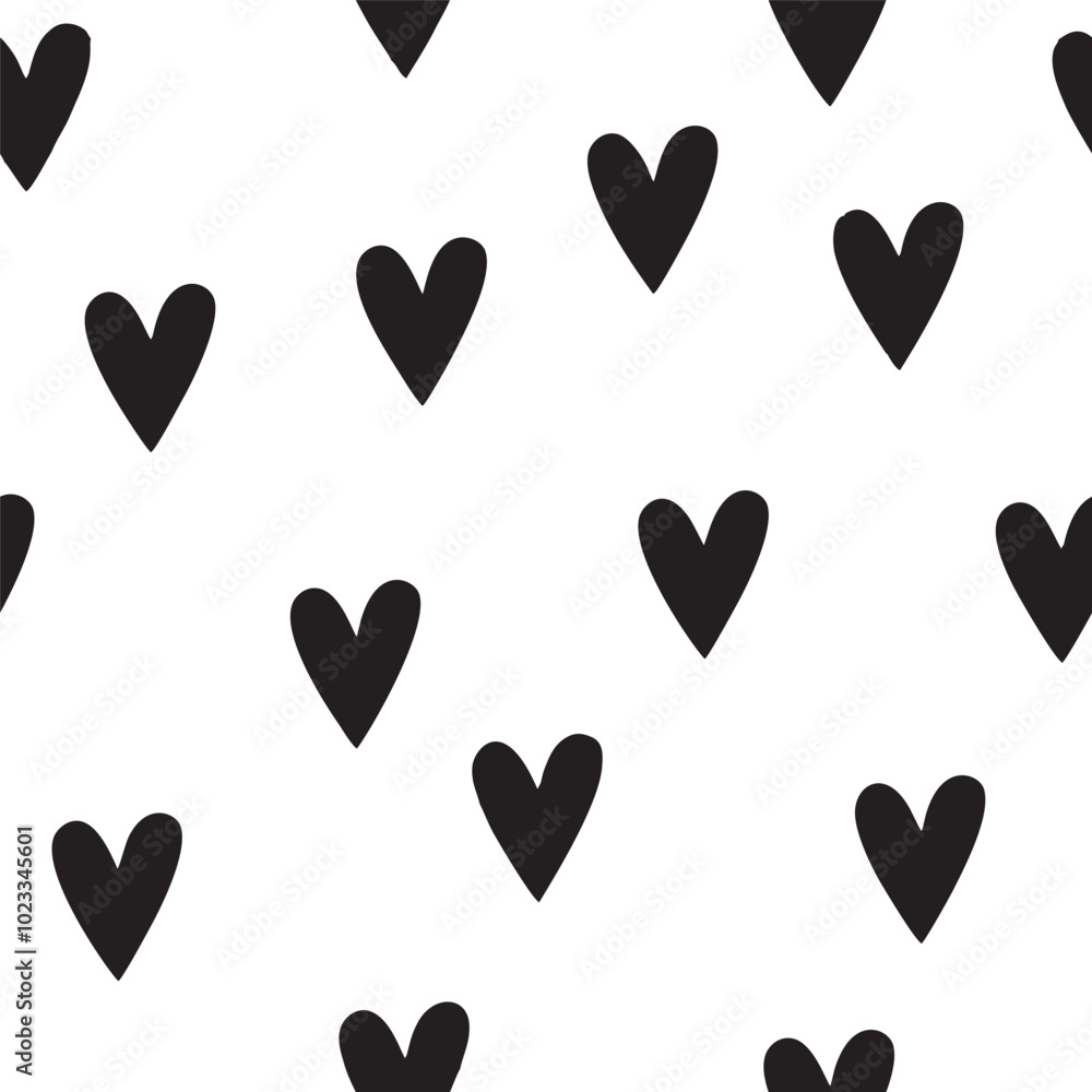 Monochrome seamless pattern with hearts Isolated on white background. Texture for scrapbooking, wrapping paper, textiles, home decor, Wallpaper, Fabric. Black and White Vector Background Illustration Monochrome seamless pattern with hearts Isolated on white background. Texture for scrapbooking, wrapping paper, textiles, home decor, Wallpaper, Fabric. Black and White Vector Background Illustration