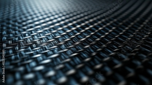 A Close-Up View of a Black and Blue Woven Fabric Texture