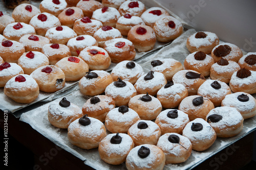 Decorative Israeli Hanukkah donuts photo