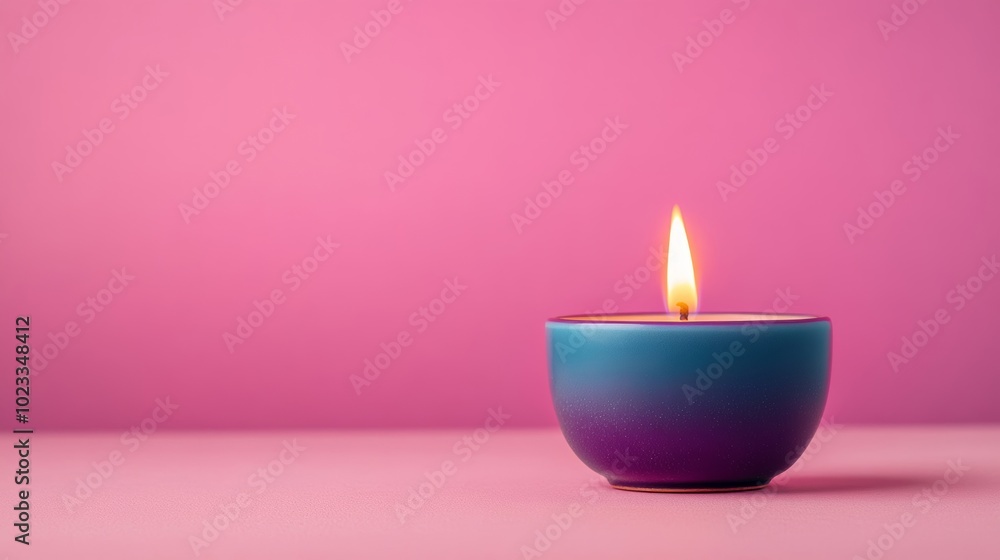 Deep plum Diwali candle with soft teal flame on a blush pink background with space for festive greetings luxurious and modern palette Deep plum Diwali candle with soft teal flame on a blush pink background with space for festive greetings luxurious and modern palette