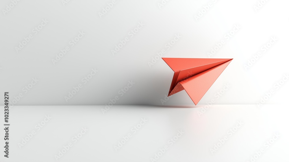Abstract Paper Airplane in White Space Abstract Paper Airplane in White Space