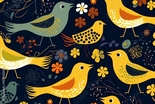 seamless pattern with birds photo