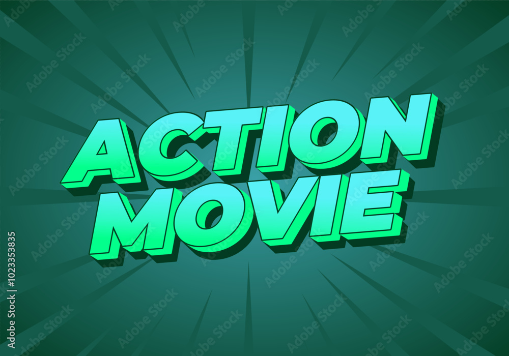 Action movie. Text effect in 3D look with modern colors Action movie. Text effect in 3D look with modern colors