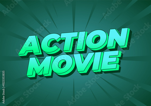 Action movie. Text effect in 3D look with modern colors