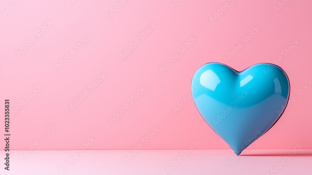 Minimalist Valentine's Day heart in lavender and teal tones on a soft gradient pink background contemporary love concept Minimalist Valentine's Day heart in lavender and teal tones on a soft gradient pink background contemporary love concept