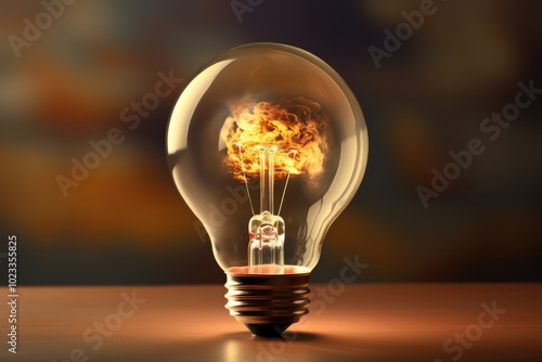 Light bulb with fire inside, idea concept