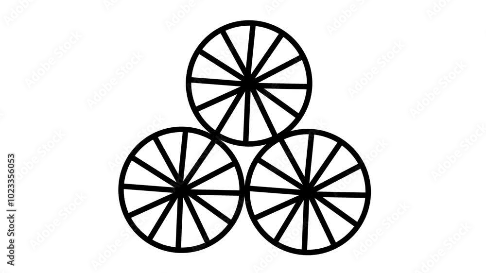 wheels rotating on white background animation video wheels rotating on white background animation video