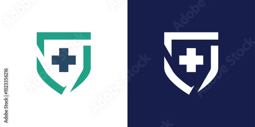 Medical Shield Logo Design. Health protection shield logo designs for medical clinic service.