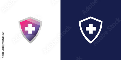 Medical Shield Logo Design. Health protection shield logo designs for medical clinic service.