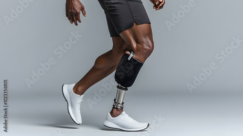 Man with Artificial Limbs Running | Inspirational Image of Resilience and Determination photo