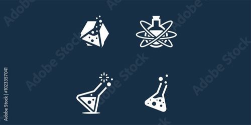 Set of Laboratory beaker logo. Lab flask logo.