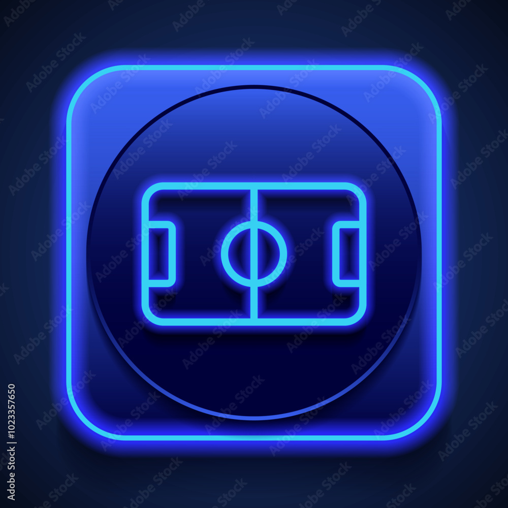 Football, soccer simple icon. Flat design. Blue neon style on button. With shadow Football, soccer simple icon. Flat design. Blue neon style on button. With shadow