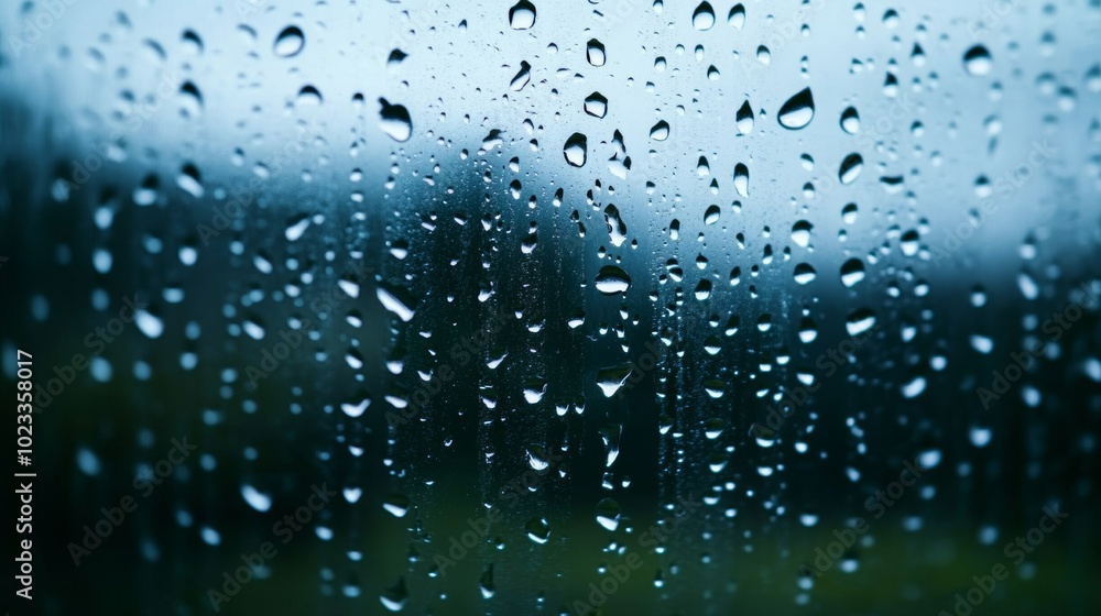 Rainy window texture with dark, blurred background, water streaks dripping down, creating a cold, lonely mood, with space for text Rainy window texture with dark, blurred background, water streaks dripping down, creating a cold, lonely mood, with space for text