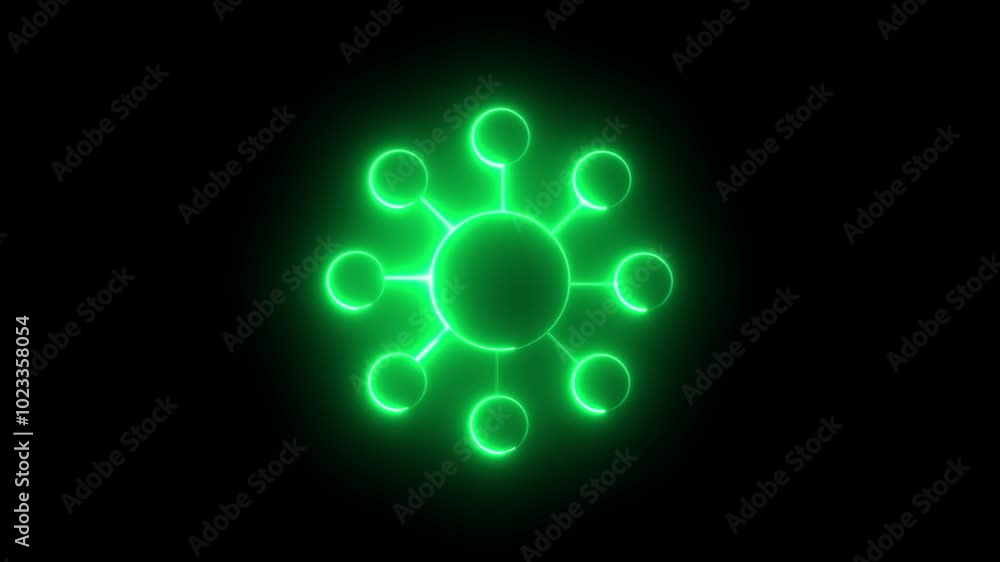 abstract neon Animation of network of people icons transferring data over pulsating rings. abstract neon Animation of network of people icons transferring data over pulsating rings.