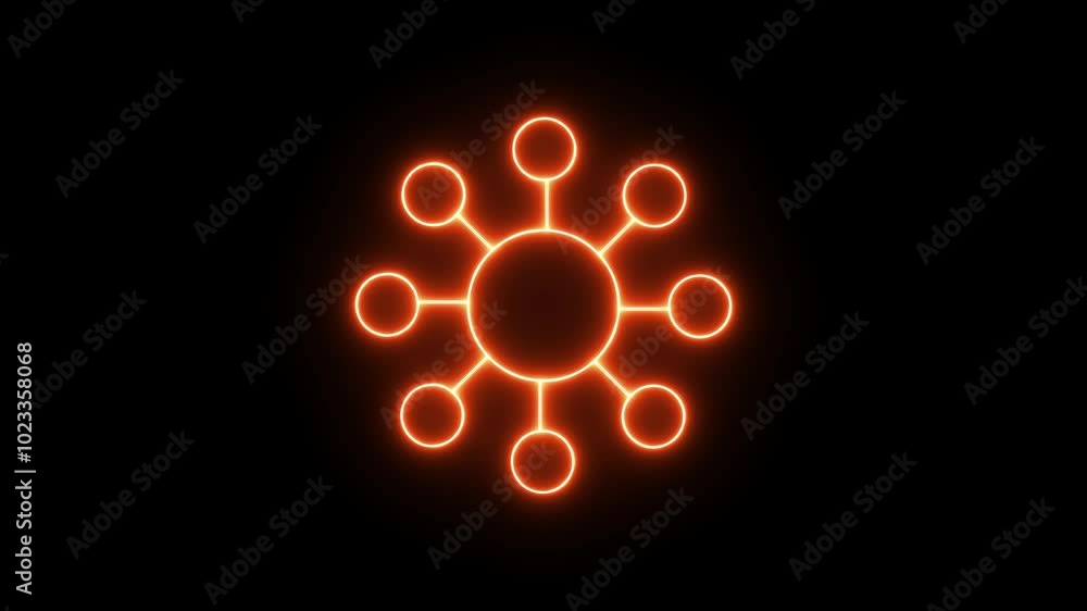 abstract neon Animation of network of people icons transferring data over pulsating rings. abstract neon Animation of network of people icons transferring data over pulsating rings.