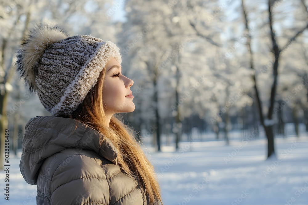 Winter Serenity A Girl Embracing the Snowy Calm Winter Serenity A Girl Embracing the Snowy Calm