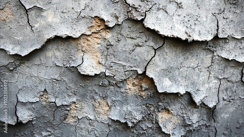 Cracked and Flaking Gray Surface with Patches of Tan