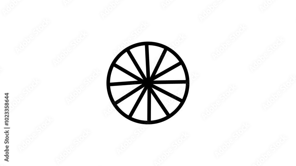 wheel rotating on white background animation video wheel rotating on white background animation video
