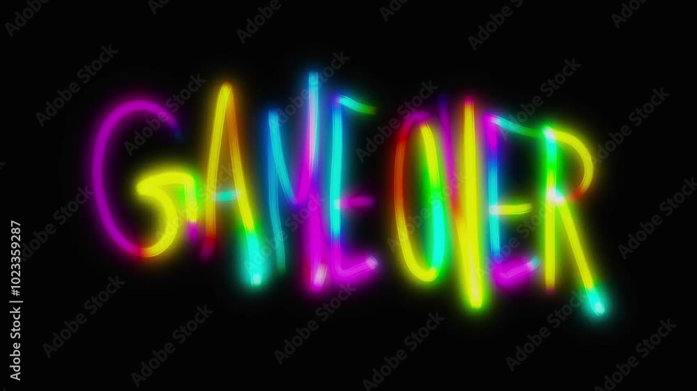 game over text glowing on black background video game over text glowing on black background video