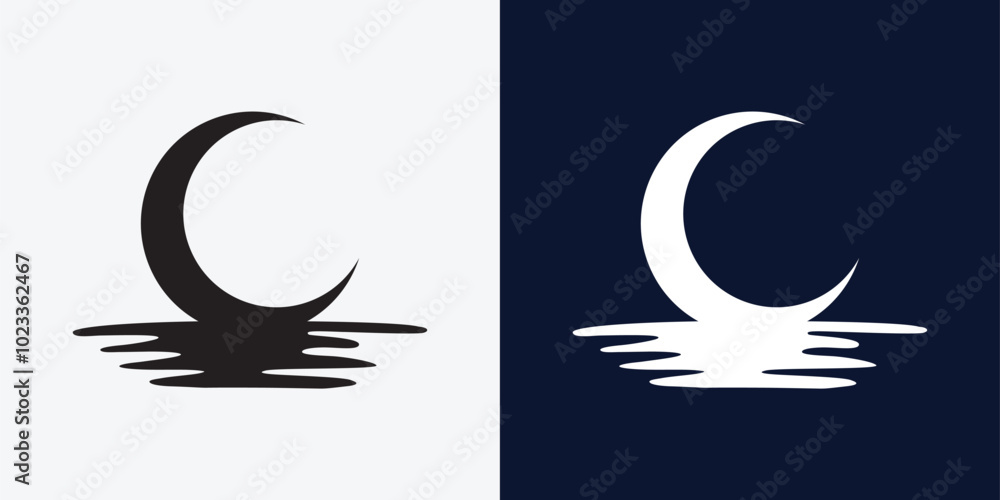 Moon logo design template. Crescent moon logo. Moon logo design template. Crescent moon logo.