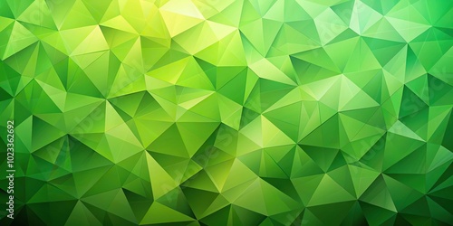 Fototapeta Naklejka Na Ścianę i Meble -  Green abstract background of triangular shapes reflected on water surface