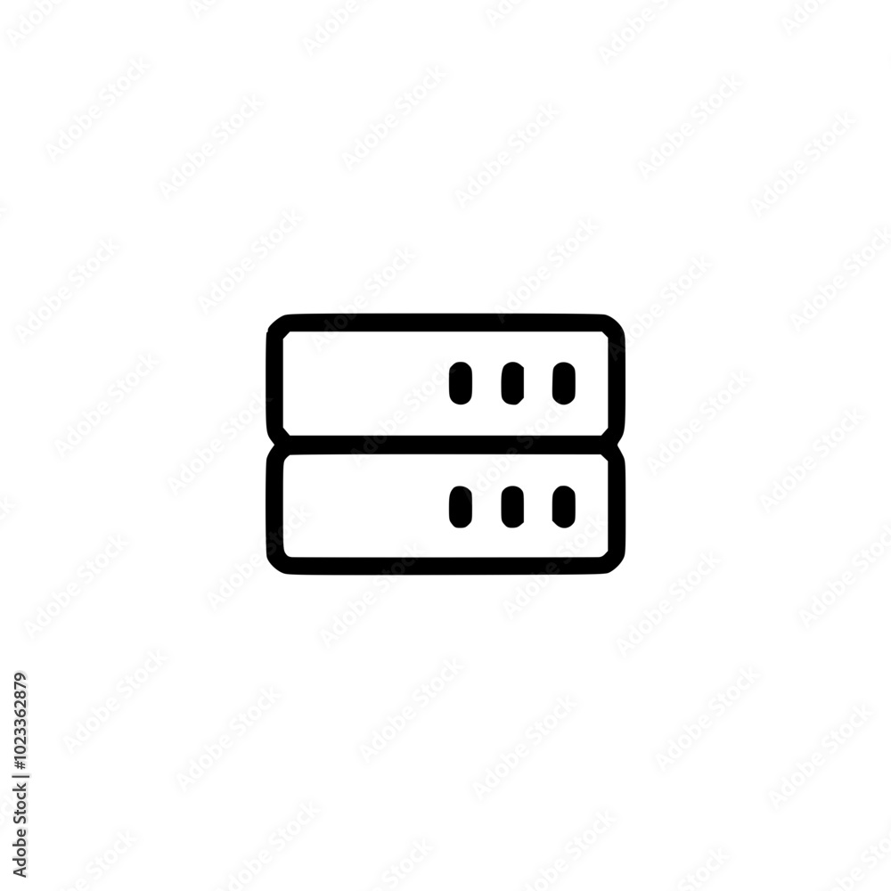 Minimalist black and white icon of a server stack symbolizing data storage and computing. Minimalist black and white icon of a server stack symbolizing data storage and computing.
