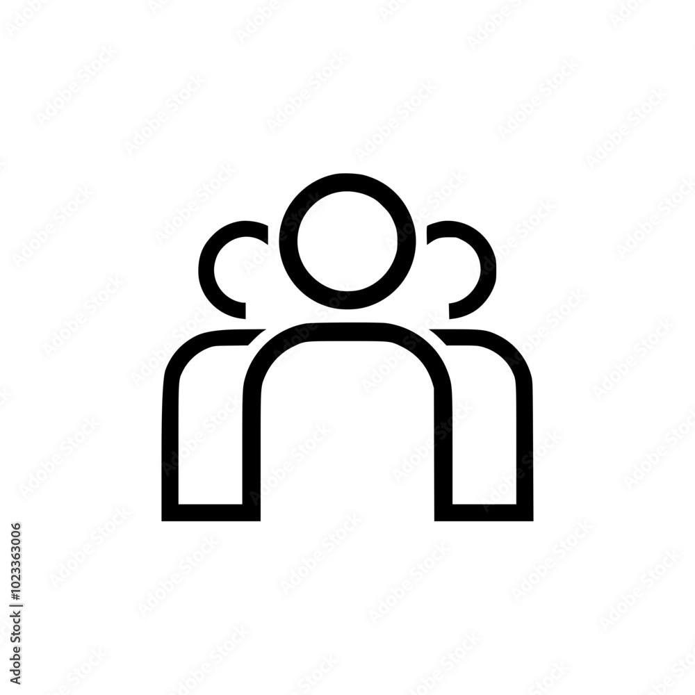 Minimalist icon of three abstract human figures symbolizing community or teamwork.
