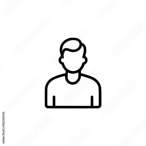 Simple line art icon depicting a generic male avatar in minimalist monochrome style.