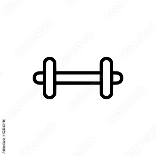 Minimalist black and white dumbbell icon representing fitness and strength training.