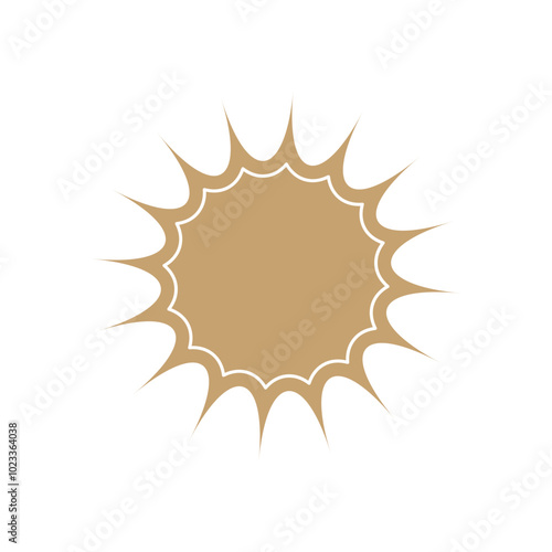Starburst, sunburst vector price tag, shape label. Empty, beige price flash for promotion, marketing, sales concept