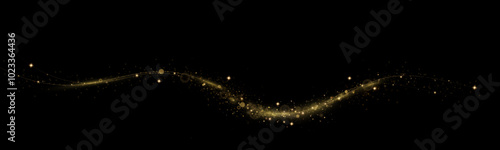 Gold sparks and golden stars glitter special light effect. Vector sparkles on transparent background. Christmas abstract. dust