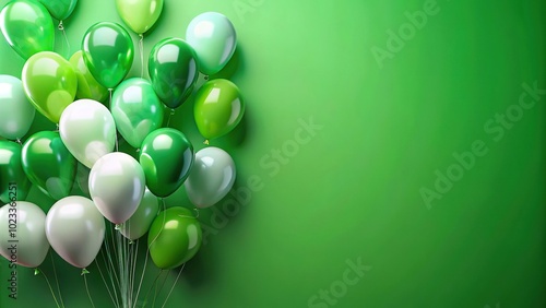 Green birthday template featuring a green background with balloons for a festive celebration