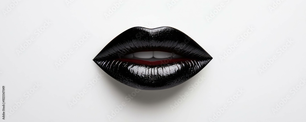 Glossy Black Lips Close-Up on White Background showcasing beauty and art in makeup. Perfect for fashion and cosmetic themes. Glossy Black Lips Close-Up on White Background showcasing beauty and art in makeup. Perfect for fashion and cosmetic themes.