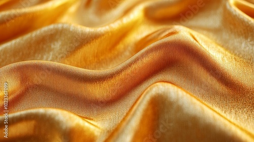 Close-up of Draped Golden Fabric with Shimmering Texture