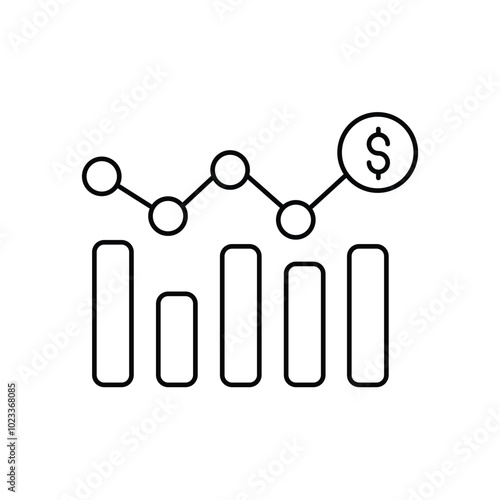 gdp line icon with white background vector stock illustration