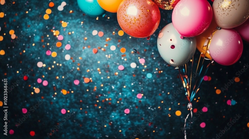 Vibrant balloons floating at a festive birthday party celebration. Great for event planning, children's parties, and holiday content. Vibrant balloons floating at a festive birthday party celebration. Great for event planning, children's parties, and holiday content.