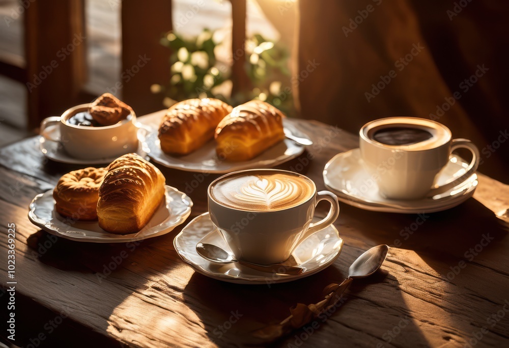 inviting coffee spread featuring rustic wooden table backdrop elegant fresh rich brewed coffee cozy gathering, artisan, mugs, tea, cups, sugar, jar inviting coffee spread featuring rustic wooden table backdrop elegant fresh rich brewed coffee cozy gathering, artisan, mugs, tea, cups, sugar, jar