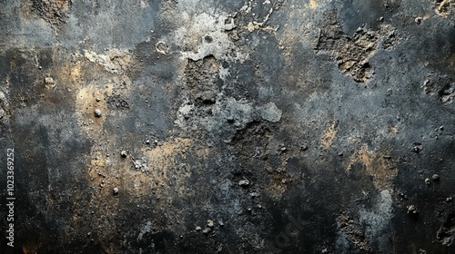 A Close-Up of Distressed Black, Gold, and Silver Painted Wall