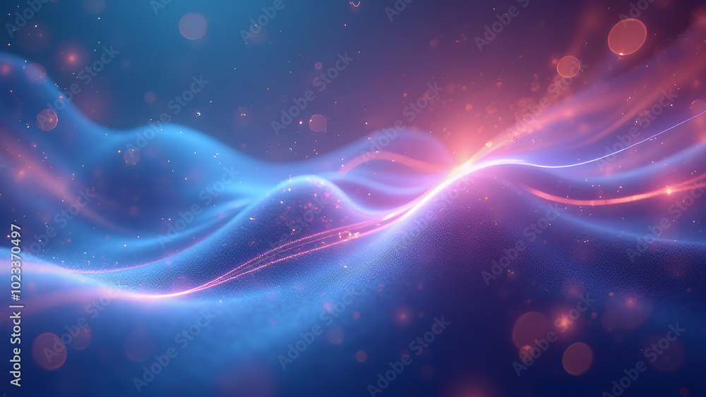 Blue and pink wave with a lot of sparkles. The wave is very long. The sparkles are scattered all over the wave Blue and pink wave with a lot of sparkles. The wave is very long. The sparkles are scattered all over the wave