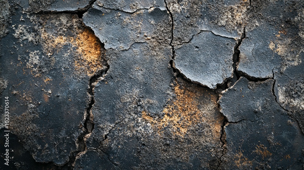 Cracked and Weathered Dark Surface with Rusted Patches Cracked and Weathered Dark Surface with Rusted Patches