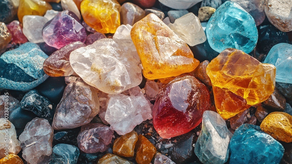 Beautiful stones on the seashore. Generated by ai.