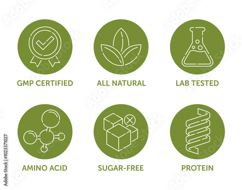 General features icons for food dietary supplement labeling