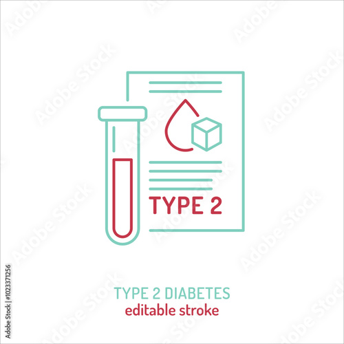 Type 2 diabetes outline icon. Insulin resistance pictogram.