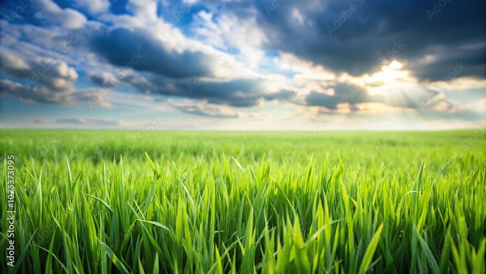 Green grass field with blurred white background Green grass field with blurred white background