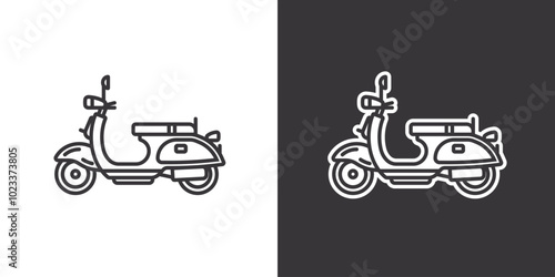 City scooter on white and black background. Original vector illustration in vintage style. photo