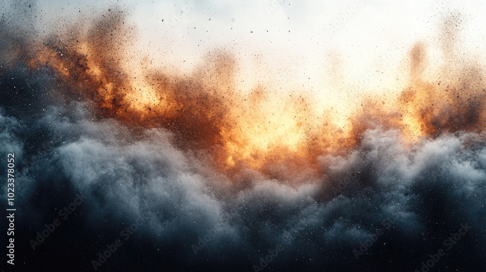 Fototapeta premium Abstract Dust Explosion Sandstorm Effect on White Background