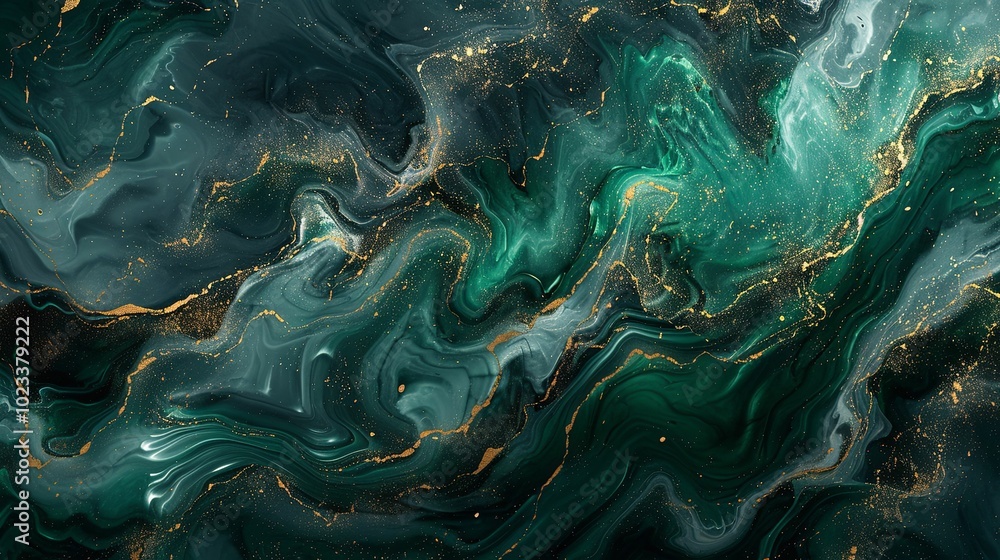 Abstract Swirling Green and Gold Liquid Marble Pattern Abstract Swirling Green and Gold Liquid Marble Pattern