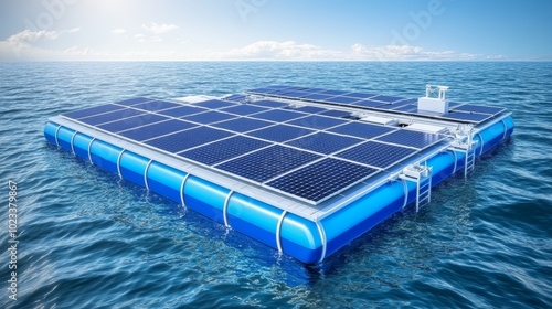 Floating Solar Panels on Ocean Surface for Clean Energy photo